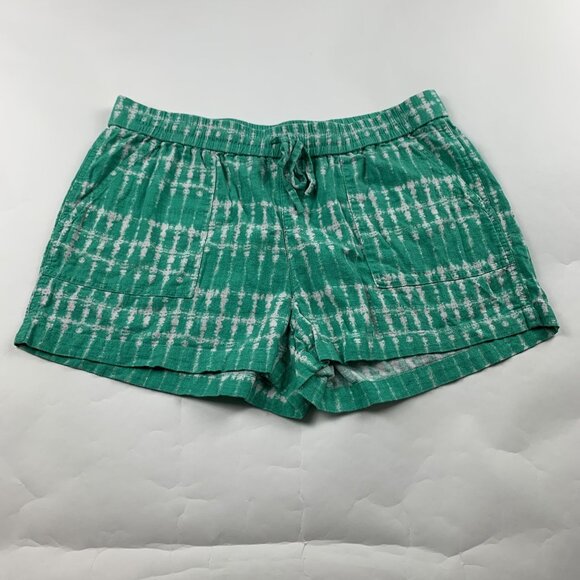 J.Crew Turquoise Tie Die Linen Blend Pull On Shorts M - Picture 1 of 4